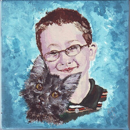 Boy and Cat 8x8