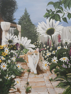 Kitty in the Garden 18x24