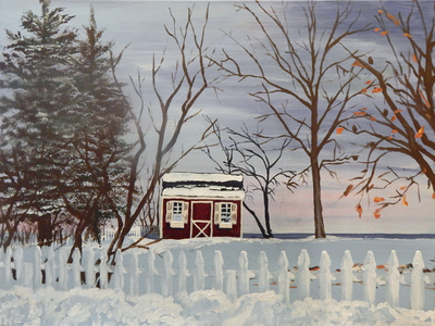 LITTLE RED COTTAGE ON LAKE ERIE 18x24