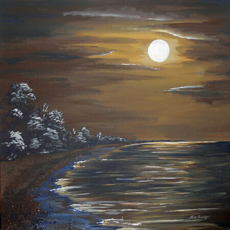 MOON OVER POINT PELEE 24x24